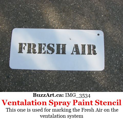 Fresh Air stencil for painting ventalation systems on installation